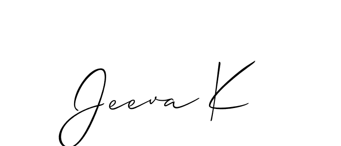 Similarly Allison_Script is the best handwritten signature design. Signature creator online .You can use it as an online autograph creator for name Jeeva K. Jeeva K signature style 2 images and pictures png