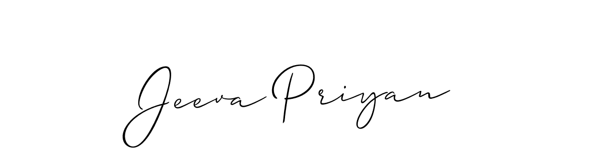 Create a beautiful signature design for name Jeeva Priyan. With this signature (Allison_Script) fonts, you can make a handwritten signature for free. Jeeva Priyan signature style 2 images and pictures png