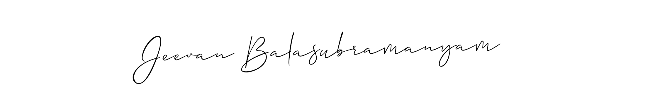 Make a beautiful signature design for name Jeevan Balasubramanyam. With this signature (Allison_Script) style, you can create a handwritten signature for free. Jeevan Balasubramanyam signature style 2 images and pictures png