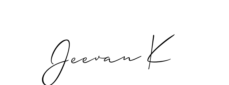 Use a signature maker to create a handwritten signature online. With this signature software, you can design (Allison_Script) your own signature for name Jeevan K. Jeevan K signature style 2 images and pictures png