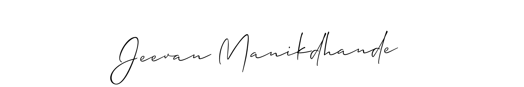 The best way (Allison_Script) to make a short signature is to pick only two or three words in your name. The name Jeevan Manikdhande include a total of six letters. For converting this name. Jeevan Manikdhande signature style 2 images and pictures png