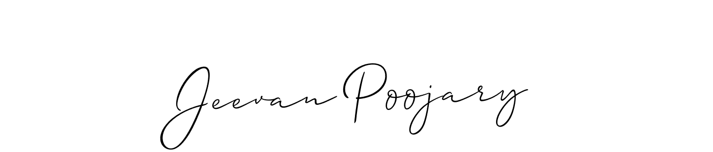How to make Jeevan Poojary name signature. Use Allison_Script style for creating short signs online. This is the latest handwritten sign. Jeevan Poojary signature style 2 images and pictures png