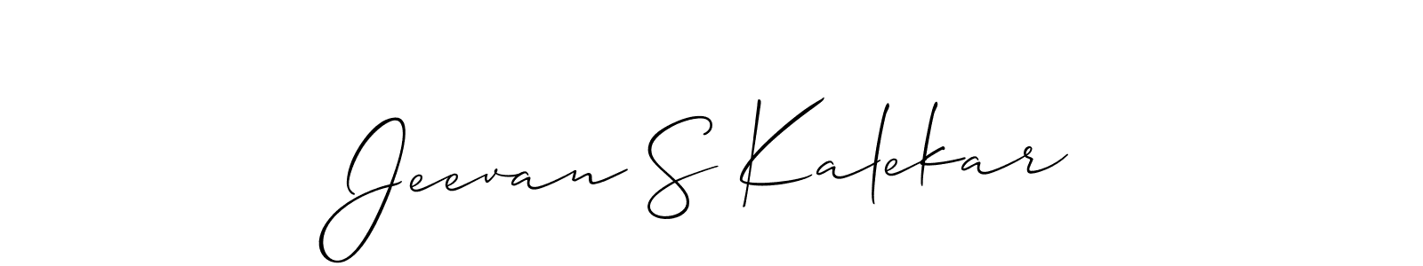 The best way (Allison_Script) to make a short signature is to pick only two or three words in your name. The name Jeevan S Kalekar include a total of six letters. For converting this name. Jeevan S Kalekar signature style 2 images and pictures png