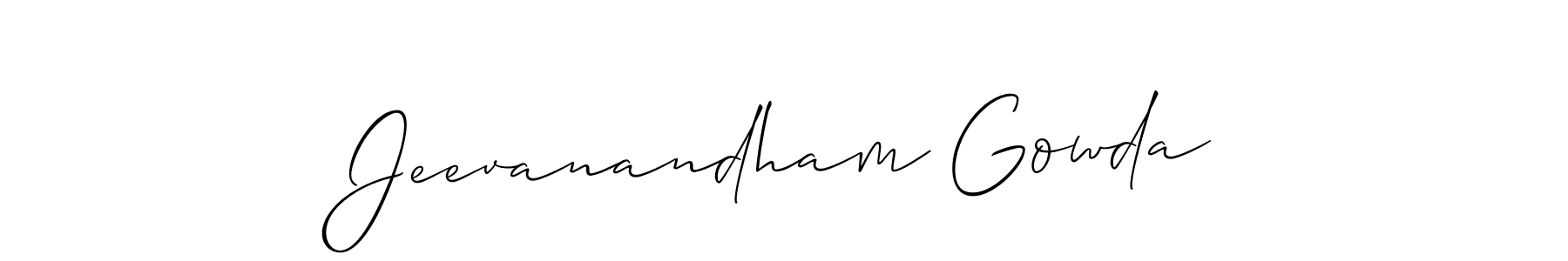 Also You can easily find your signature by using the search form. We will create Jeevanandham Gowda name handwritten signature images for you free of cost using Allison_Script sign style. Jeevanandham Gowda signature style 2 images and pictures png