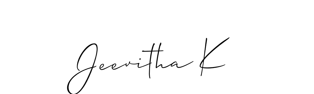 This is the best signature style for the Jeevitha K name. Also you like these signature font (Allison_Script). Mix name signature. Jeevitha K signature style 2 images and pictures png