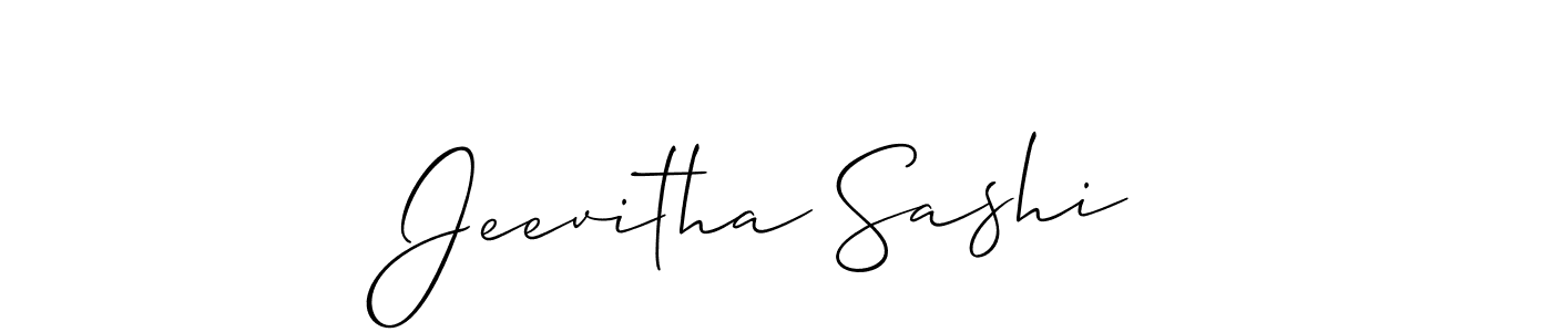 Allison_Script is a professional signature style that is perfect for those who want to add a touch of class to their signature. It is also a great choice for those who want to make their signature more unique. Get Jeevitha Sashi name to fancy signature for free. Jeevitha Sashi signature style 2 images and pictures png