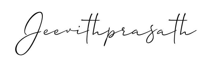 The Allison_Script typeface gives name Jeevithprasath a refined look. Suitable for certificates, diplomas, and official verification. Jeevithprasath signature style 2 images and pictures png
