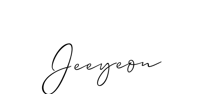 How to make Jeeyeon name signature. Use Allison_Script style for creating short signs online. This is the latest handwritten sign. Jeeyeon signature style 2 images and pictures png