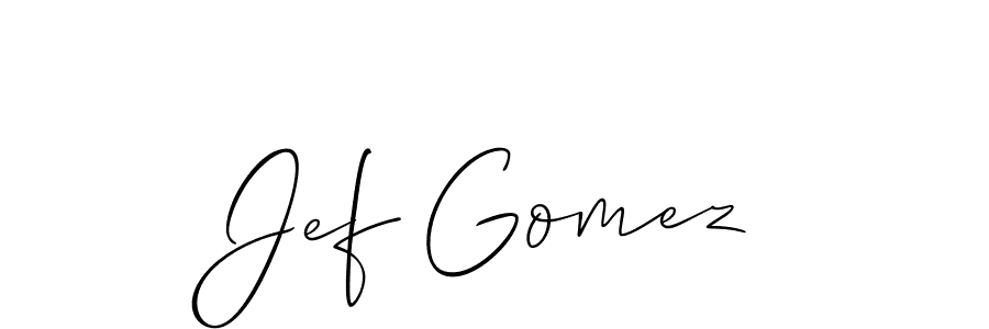 Jef Gomez stylish signature style. Best Handwritten Sign (Allison_Script) for my name. Handwritten Signature Collection Ideas for my name Jef Gomez. Jef Gomez signature style 2 images and pictures png