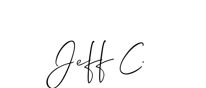 The best way (Allison_Script) to make a short signature is to pick only two or three words in your name. The name Jeff C. include a total of six letters. For converting this name. Jeff C. signature style 2 images and pictures png