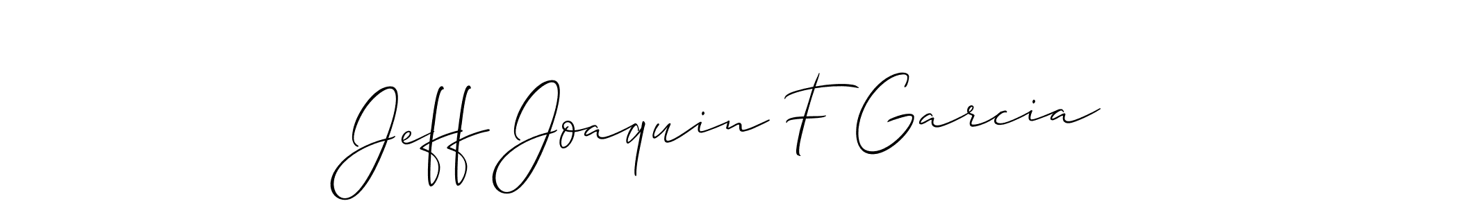 Make a short Jeff Joaquin F Garcia signature style. Manage your documents anywhere anytime using Allison_Script. Create and add eSignatures, submit forms, share and send files easily. Jeff Joaquin F Garcia signature style 2 images and pictures png