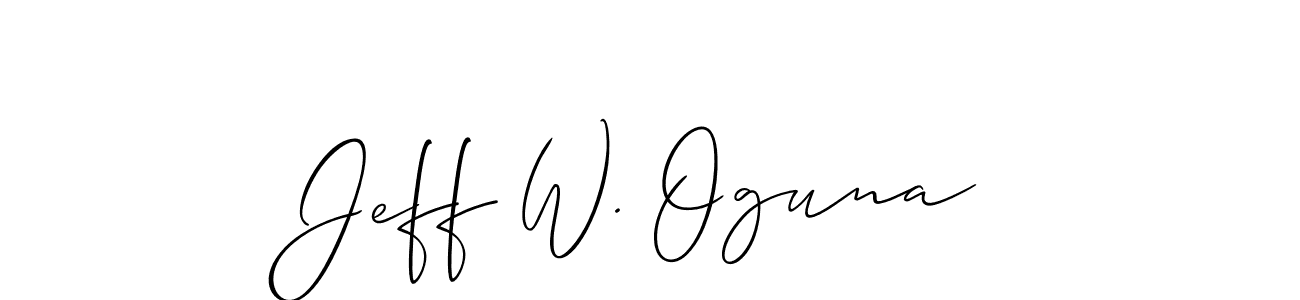 if you are searching for the best signature style for your name Jeff W. Oguna. so please give up your signature search. here we have designed multiple signature styles  using Allison_Script. Jeff W. Oguna signature style 2 images and pictures png