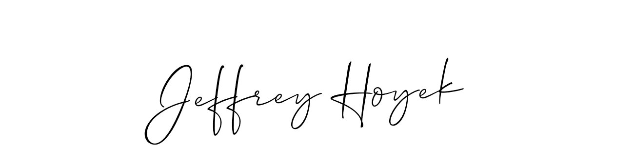 How to make Jeffrey Hoyek name signature. Use Allison_Script style for creating short signs online. This is the latest handwritten sign. Jeffrey Hoyek signature style 2 images and pictures png