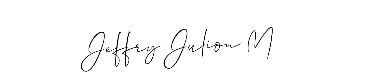 Design your own signature with our free online signature maker. With this signature software, you can create a handwritten (Allison_Script) signature for name Jeffry Julion M. Jeffry Julion M signature style 2 images and pictures png