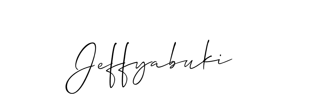 if you are searching for the best signature style for your name Jeffyabuki. so please give up your signature search. here we have designed multiple signature styles  using Allison_Script. Jeffyabuki signature style 2 images and pictures png