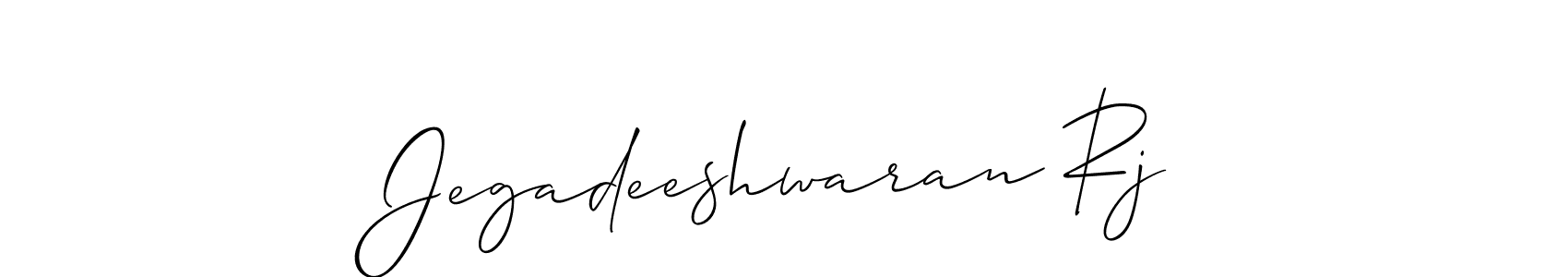 How to make Jegadeeshwaran Rj name signature. Use Allison_Script style for creating short signs online. This is the latest handwritten sign. Jegadeeshwaran Rj signature style 2 images and pictures png