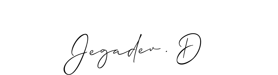 Create a beautiful signature design for name Jegadev . D. With this signature (Allison_Script) fonts, you can make a handwritten signature for free. Jegadev . D signature style 2 images and pictures png