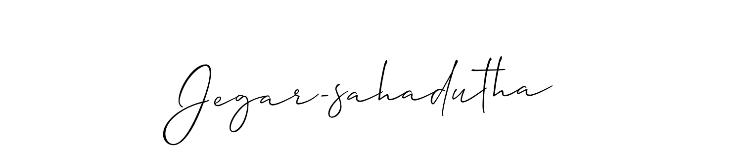 How to make Jegar-sahadutha signature? Allison_Script is a professional autograph style. Create handwritten signature for Jegar-sahadutha name. Jegar-sahadutha signature style 2 images and pictures png