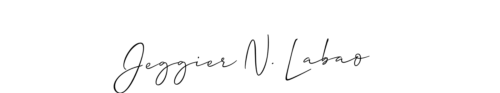 Also You can easily find your signature by using the search form. We will create Jeggier N. Labao name handwritten signature images for you free of cost using Allison_Script sign style. Jeggier N. Labao signature style 2 images and pictures png