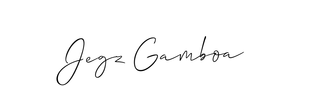 Allison_Script is a professional signature style that is perfect for those who want to add a touch of class to their signature. It is also a great choice for those who want to make their signature more unique. Get Jegz Gamboa name to fancy signature for free. Jegz Gamboa signature style 2 images and pictures png