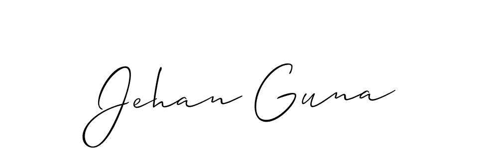 Use a signature maker to create a handwritten signature online. With this signature software, you can design (Allison_Script) your own signature for name Jehan Guna. Jehan Guna signature style 2 images and pictures png