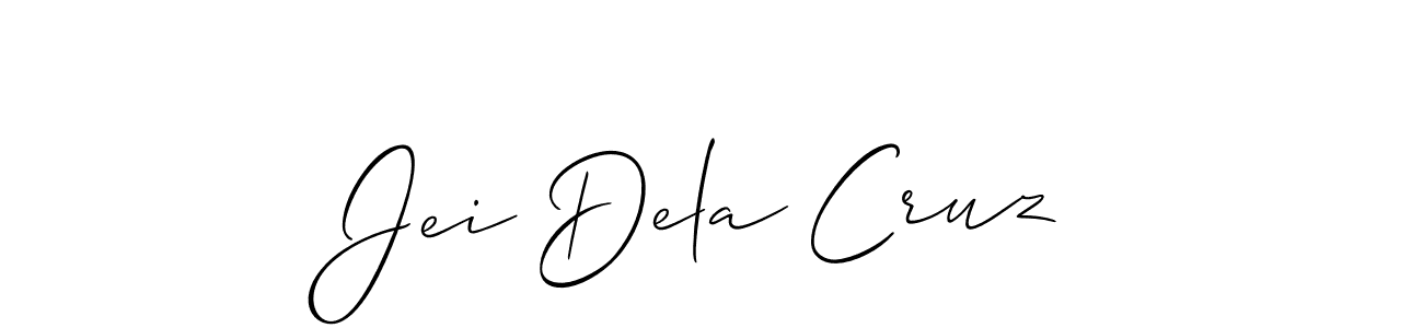Use a signature maker to create a handwritten signature online. With this signature software, you can design (Allison_Script) your own signature for name Jei Dela Cruz. Jei Dela Cruz signature style 2 images and pictures png