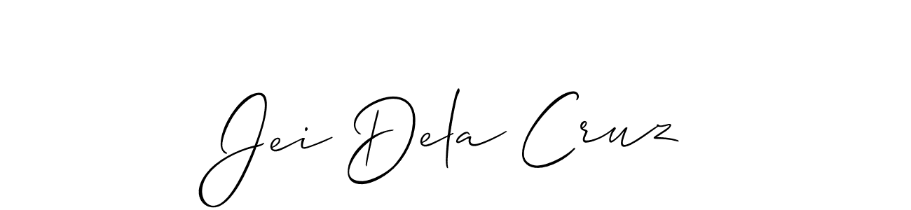 Use a signature maker to create a handwritten signature online. With this signature software, you can design (Allison_Script) your own signature for name Jei Dela Cruz. Jei Dela Cruz signature style 2 images and pictures png