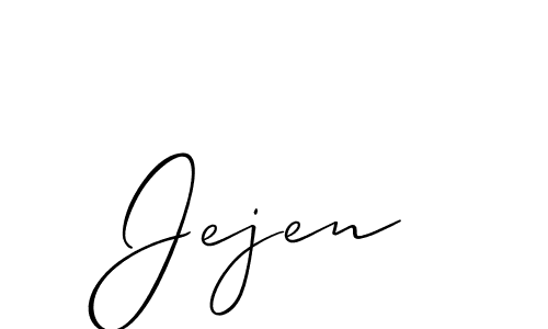 How to make Jejen name signature. Use Allison_Script style for creating short signs online. This is the latest handwritten sign. Jejen signature style 2 images and pictures png