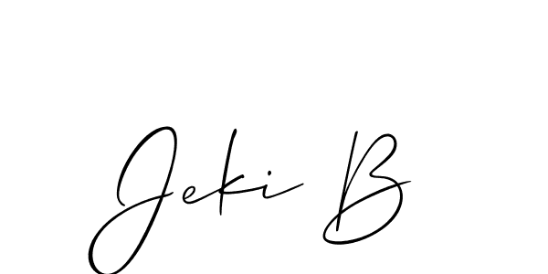 It looks lik you need a new signature style for name Jeki B. Design unique handwritten (Allison_Script) signature with our free signature maker in just a few clicks. Jeki B signature style 2 images and pictures png