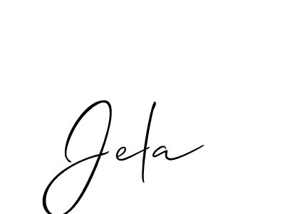 Make a beautiful signature design for name Jela. With this signature (Allison_Script) style, you can create a handwritten signature for free. Jela signature style 2 images and pictures png