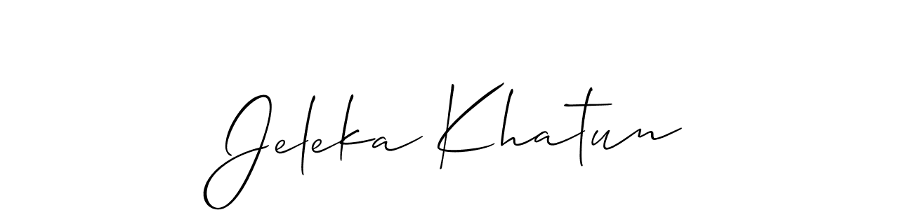 Allison_Script is a professional signature style that is perfect for those who want to add a touch of class to their signature. It is also a great choice for those who want to make their signature more unique. Get Jeleka Khatun name to fancy signature for free. Jeleka Khatun signature style 2 images and pictures png