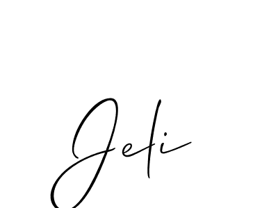 Design your own signature with our free online signature maker. With this signature software, you can create a handwritten (Allison_Script) signature for name Jeli. Jeli signature style 2 images and pictures png