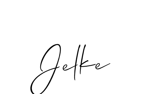 Create a beautiful signature design for name Jelke. With this signature (Allison_Script) fonts, you can make a handwritten signature for free. Jelke signature style 2 images and pictures png