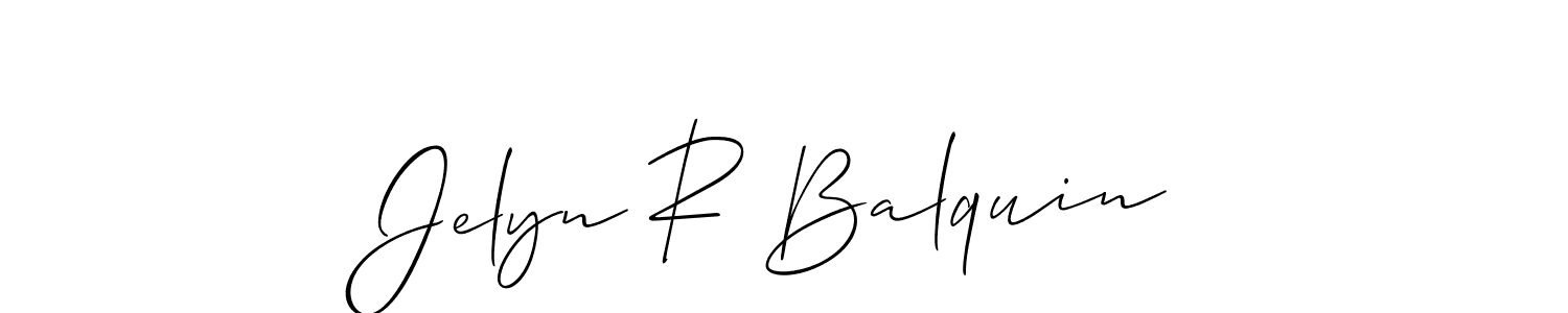 The best way (Allison_Script) to make a short signature is to pick only two or three words in your name. The name Jelyn R Balquin include a total of six letters. For converting this name. Jelyn R Balquin signature style 2 images and pictures png