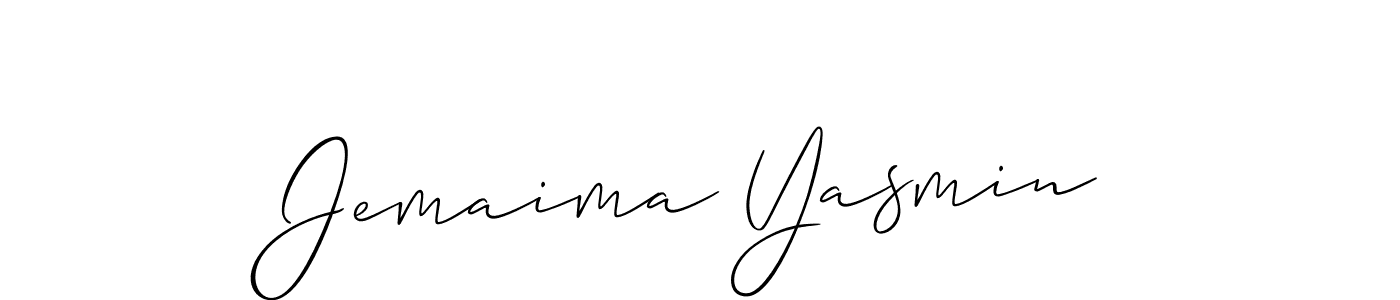 The best way (Allison_Script) to make a short signature is to pick only two or three words in your name. The name Jemaima Yasmin include a total of six letters. For converting this name. Jemaima Yasmin signature style 2 images and pictures png
