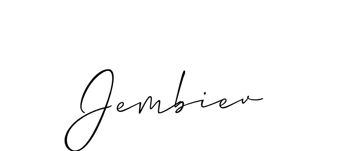 The best way (Allison_Script) to make a short signature is to pick only two or three words in your name. The name Jembiev include a total of six letters. For converting this name. Jembiev signature style 2 images and pictures png