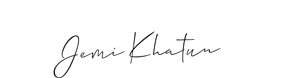 Create a beautiful signature design for name Jemi Khatun. With this signature (Allison_Script) fonts, you can make a handwritten signature for free. Jemi Khatun signature style 2 images and pictures png