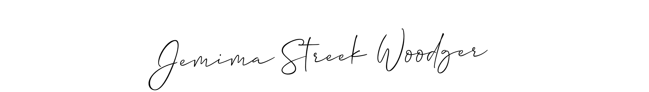 The best way (Allison_Script) to make a short signature is to pick only two or three words in your name. The name Jemima Streek Woodger include a total of six letters. For converting this name. Jemima Streek Woodger signature style 2 images and pictures png