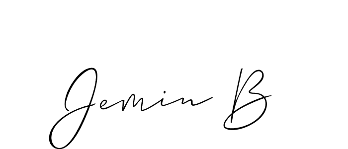 if you are searching for the best signature style for your name Jemin B. so please give up your signature search. here we have designed multiple signature styles  using Allison_Script. Jemin B signature style 2 images and pictures png