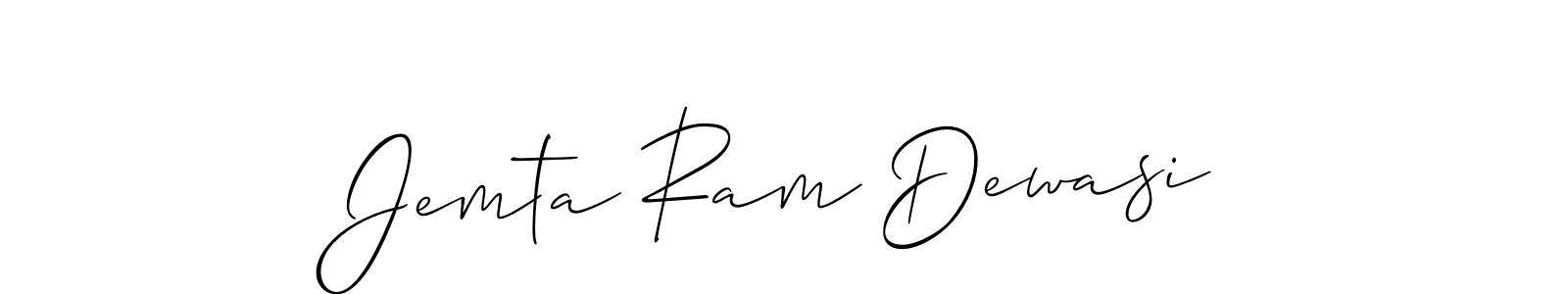 The best way (Allison_Script) to make a short signature is to pick only two or three words in your name. The name Jemta Ram Dewasi include a total of six letters. For converting this name. Jemta Ram Dewasi signature style 2 images and pictures png