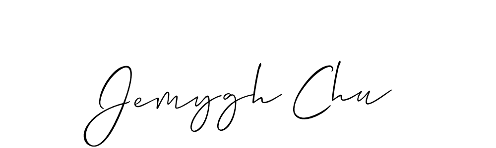 How to make Jemygh Chu name signature. Use Allison_Script style for creating short signs online. This is the latest handwritten sign. Jemygh Chu signature style 2 images and pictures png