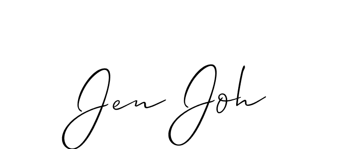 The best way (Allison_Script) to make a short signature is to pick only two or three words in your name. The name Jen Joh include a total of six letters. For converting this name. Jen Joh signature style 2 images and pictures png