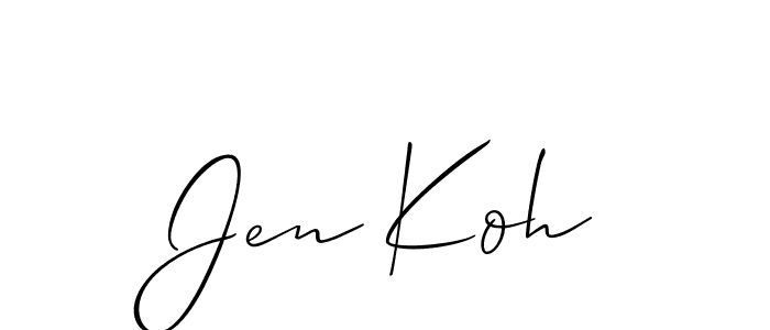 How to make Jen Koh name signature. Use Allison_Script style for creating short signs online. This is the latest handwritten sign. Jen Koh signature style 2 images and pictures png