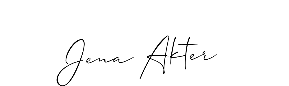 The best way (Allison_Script) to make a short signature is to pick only two or three words in your name. The name Jena Akter include a total of six letters. For converting this name. Jena Akter signature style 2 images and pictures png