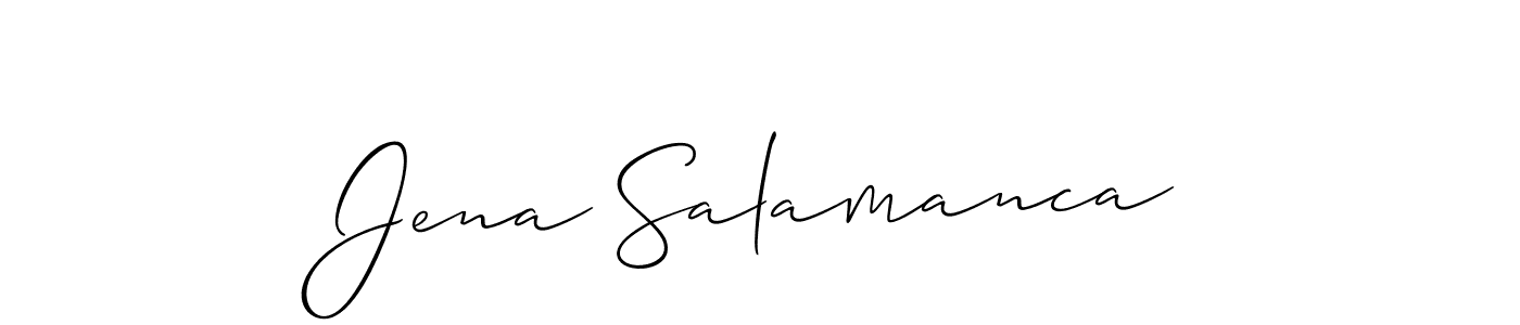 Jena Salamanca stylish signature style. Best Handwritten Sign (Allison_Script) for my name. Handwritten Signature Collection Ideas for my name Jena Salamanca. Jena Salamanca signature style 2 images and pictures png