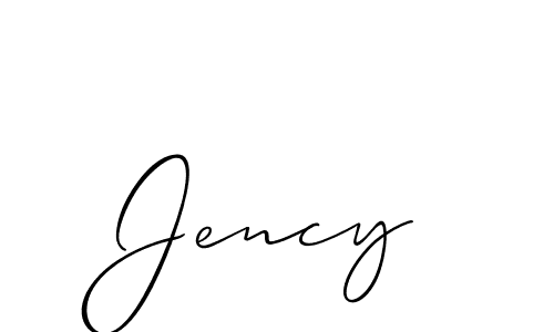 The best way (Allison_Script) to make a short signature is to pick only two or three words in your name. The name Jency include a total of six letters. For converting this name. Jency signature style 2 images and pictures png