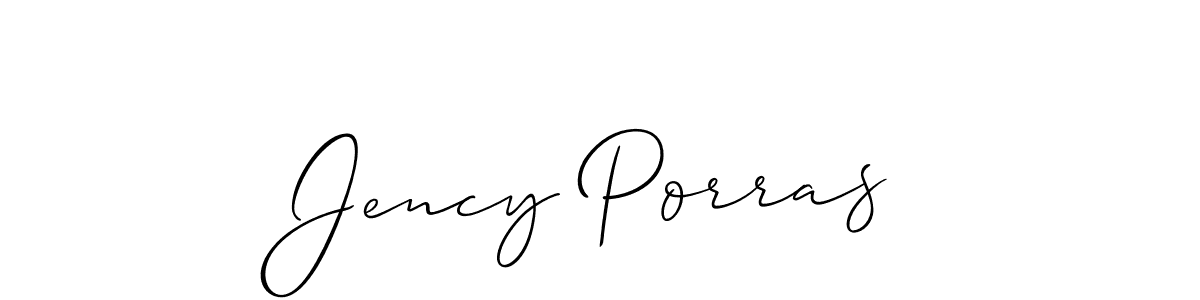 Make a beautiful signature design for name Jency Porras. With this signature (Allison_Script) style, you can create a handwritten signature for free. Jency Porras signature style 2 images and pictures png