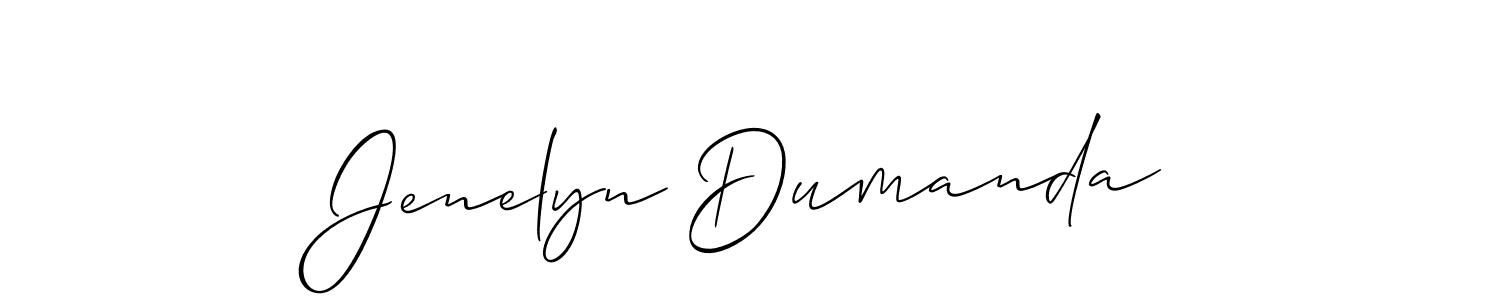 You should practise on your own different ways (Allison_Script) to write your name (Jenelyn Dumanda) in signature. don't let someone else do it for you. Jenelyn Dumanda signature style 2 images and pictures png