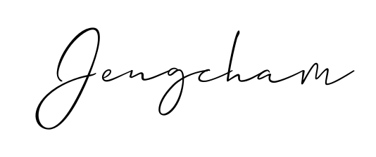A stylish, flowing autograph style designed for name Jengcham using Allison_Script typography. Perfect for digital creative projects. Jengcham signature style 2 images and pictures png