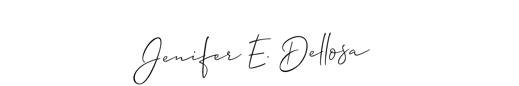 The best way (Allison_Script) to make a short signature is to pick only two or three words in your name. The name Jenifer E. Dellosa include a total of six letters. For converting this name. Jenifer E. Dellosa signature style 2 images and pictures png